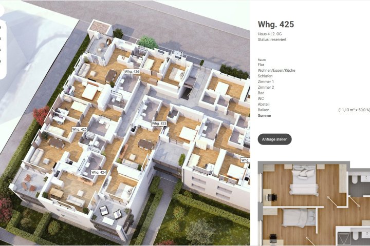 Interaktiver Wohnungsfinder | Entwicklung, Programmierung und 3D-Modellierung